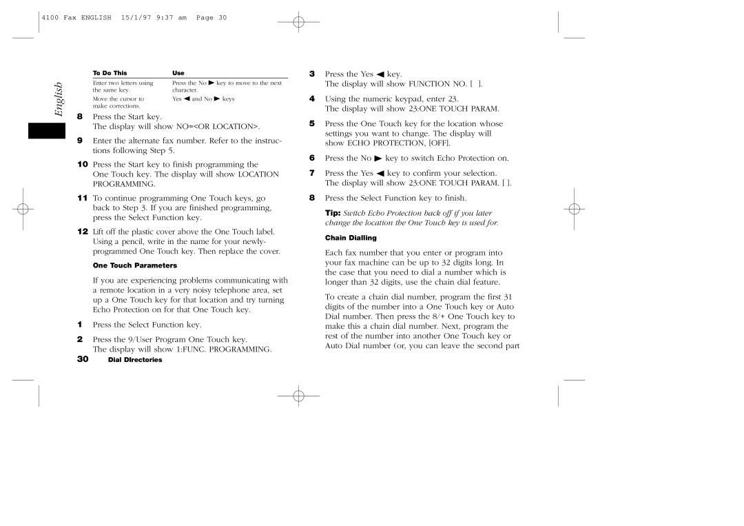 Oki 4100 manual One Touch Parameters 