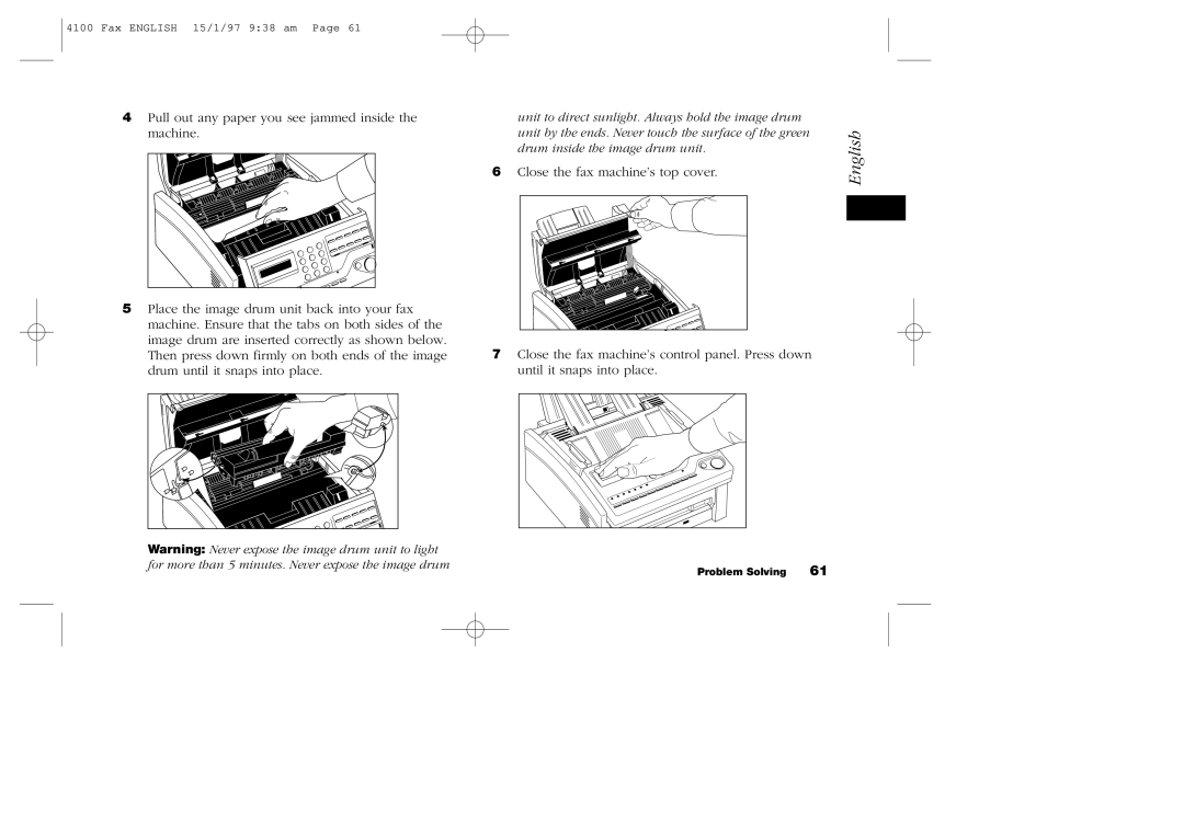 Oki 4100 manual Close the fax machine’s top cover 