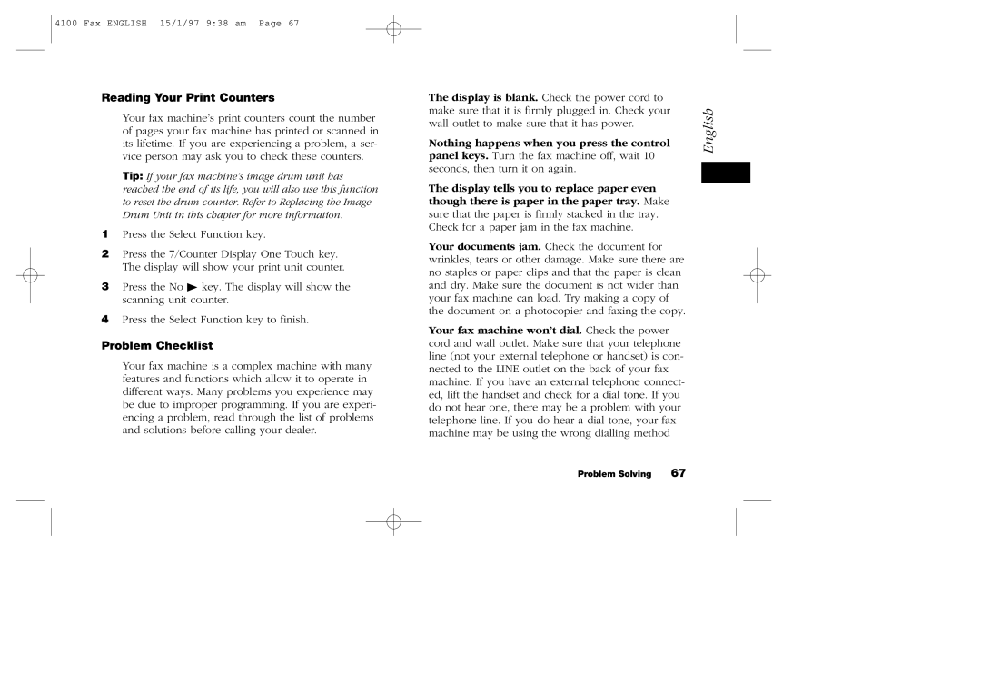 Oki 4100 manual Reading Your Print Counters, Problem Checklist 