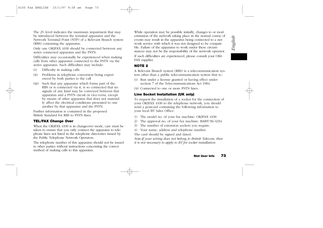 Oki 4100 manual TEL/FAX Change Over 