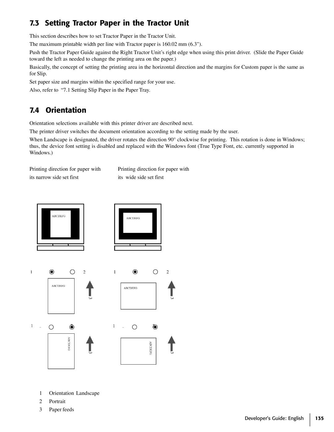 Oki 425D manual Setting Tractor Paper in the Tractor Unit, Orientation 