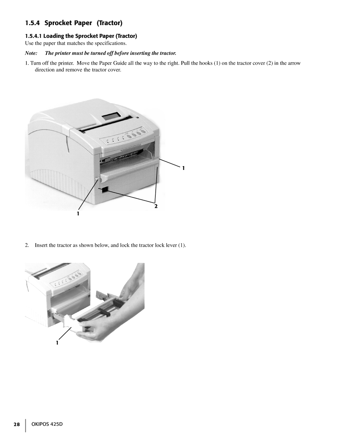 Oki 425D manual Loading the Sprocket Paper Tractor 