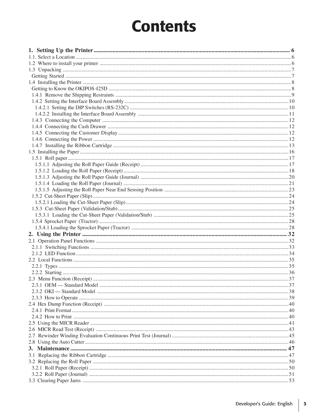 Oki 425D manual Contents 