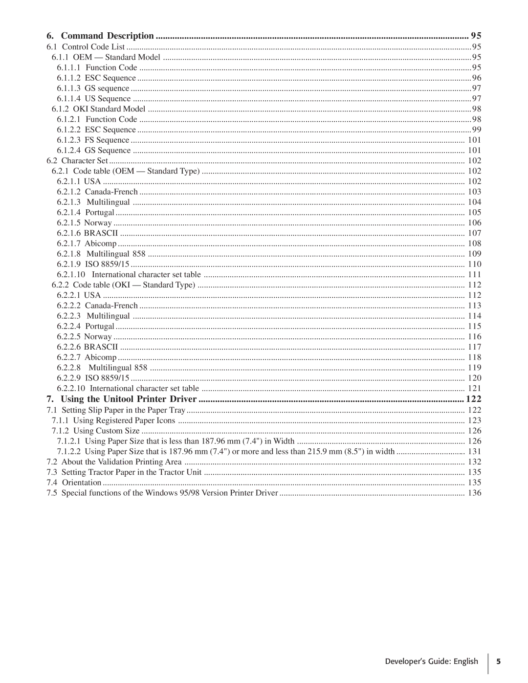 Oki 425D manual Command Description, Using the Unitool Printer Driver 