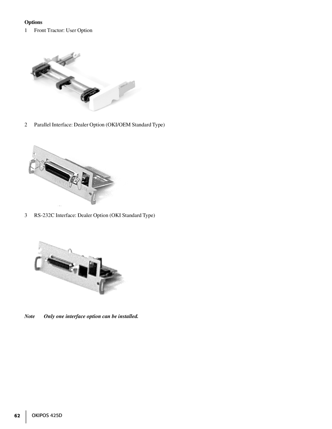 Oki 425D manual Options 