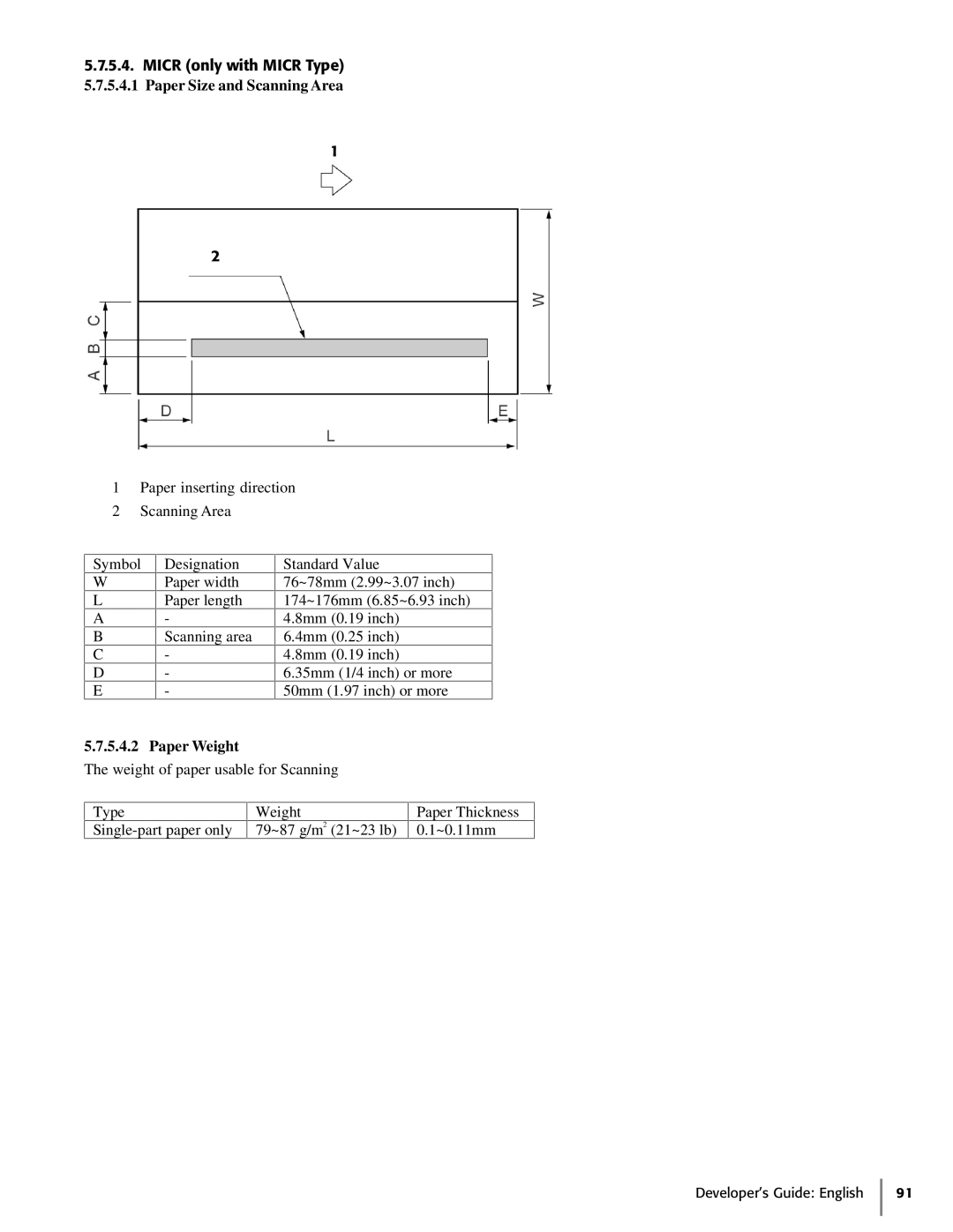 Oki 425D manual Micr only with Micr Type, Paper Size and Scanning Area 