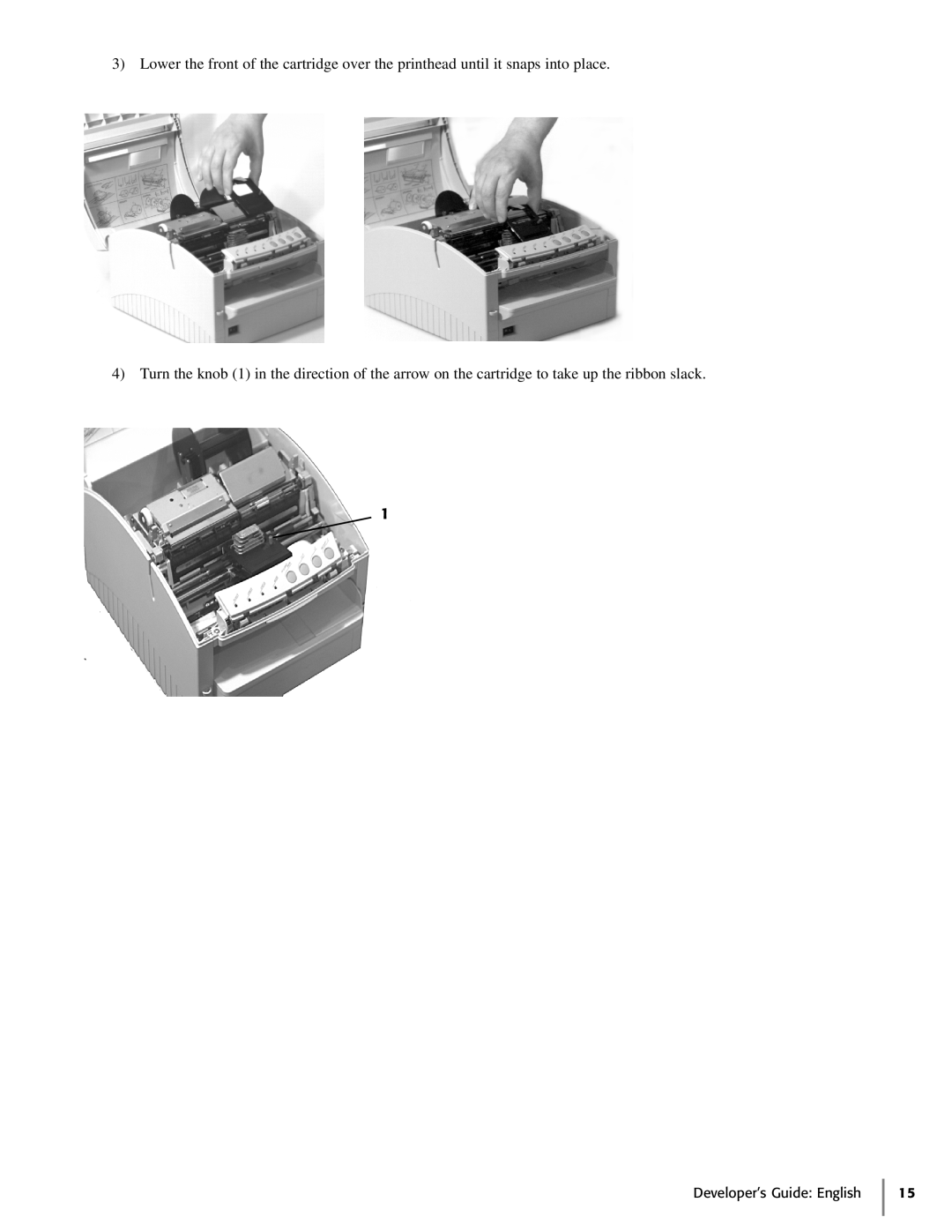 Oki 425D manual Lower the front of the cartridge over the printhead until it snaps into place 