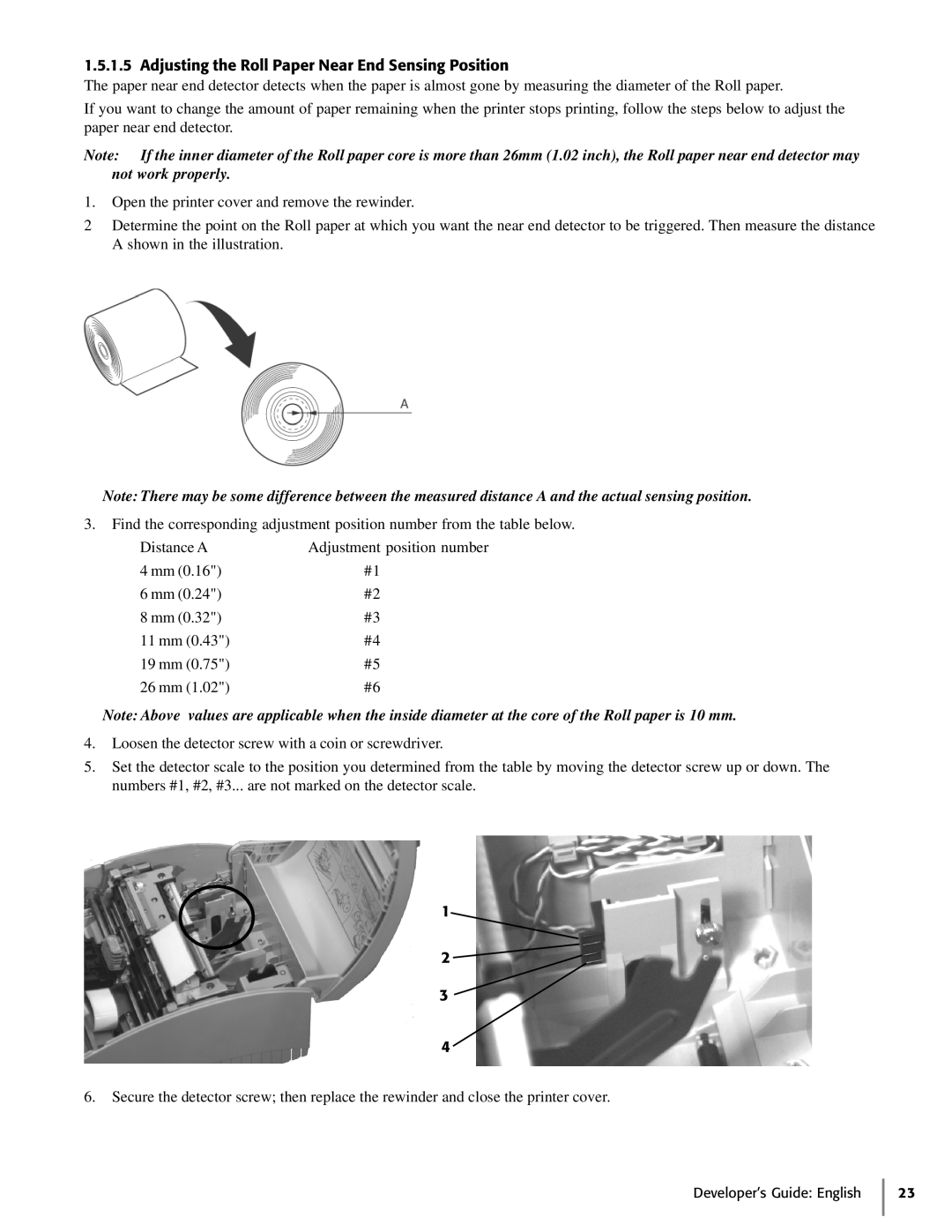 Oki 425D manual Adjusting the Roll Paper Near End Sensing Position 