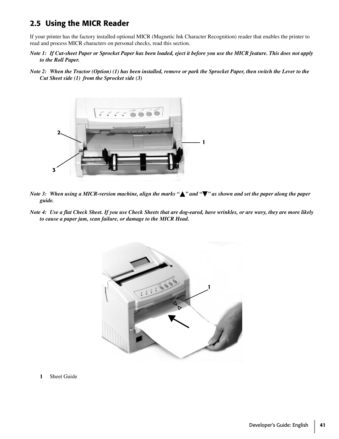 Oki 425D manual Using the MICR Reader, Sheet Guide 