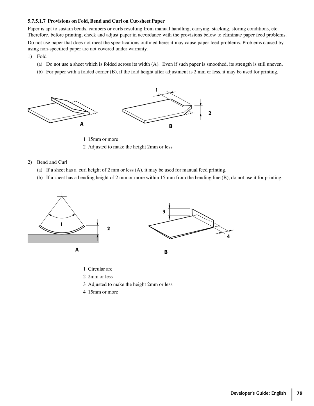 Oki 425D manual Provisions on Fold, Bend and Curl on Cut-sheet Paper 