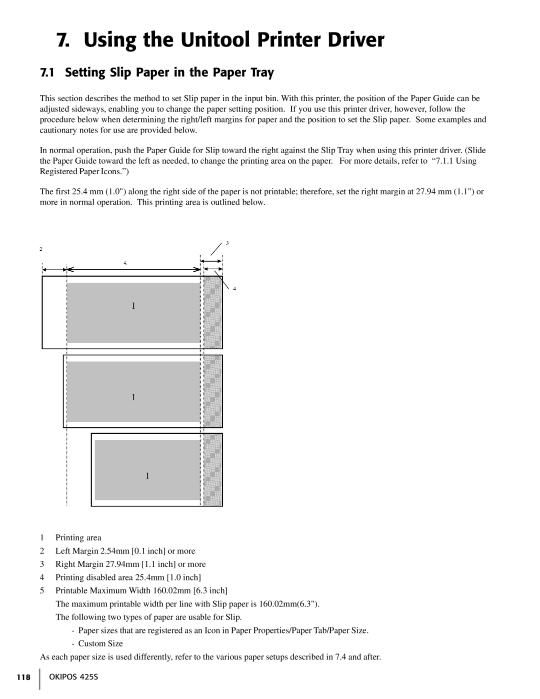 Oki 425S manual Using the Unitool Printer Driver, Setting Slip Paper in the Paper Tray 