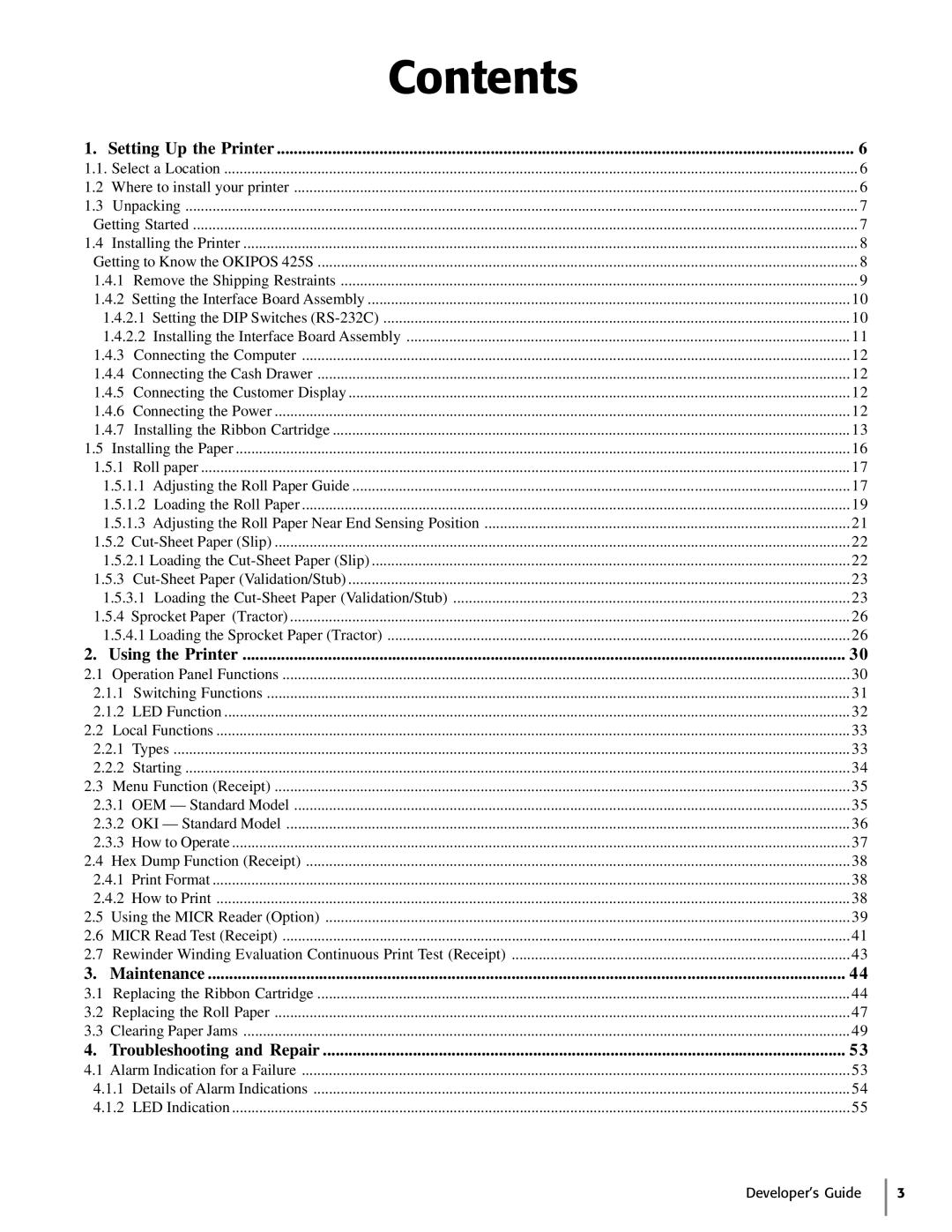 Oki 425S manual Contents 