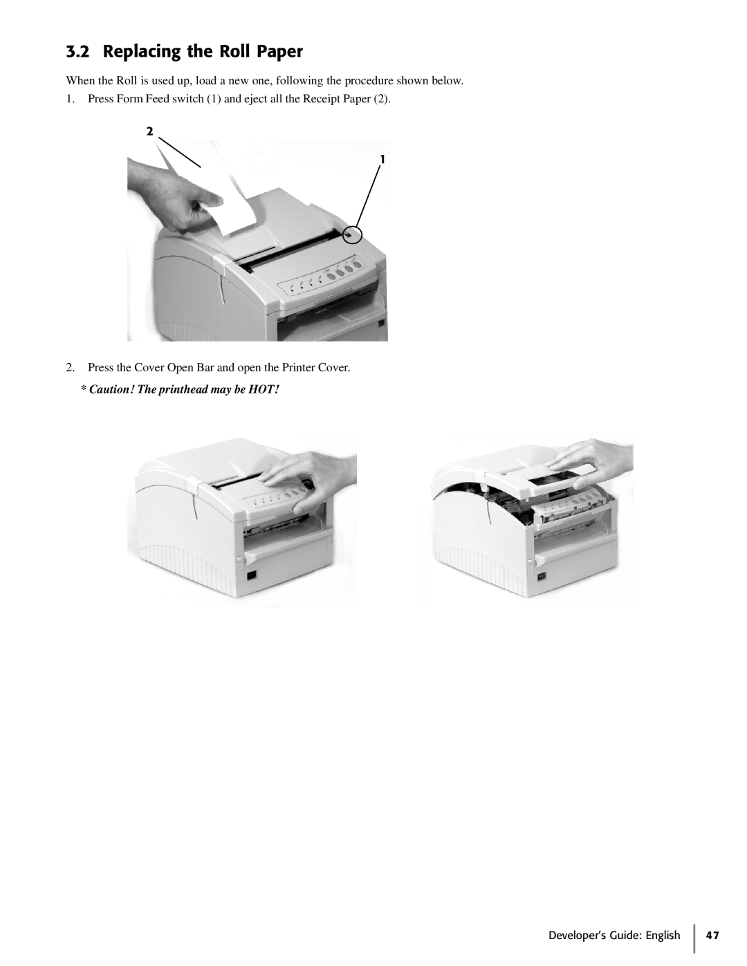 Oki 425S manual Replacing the Roll Paper 