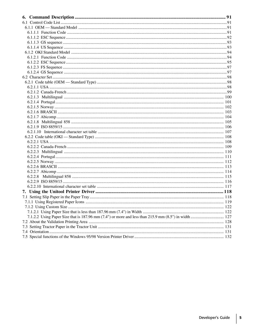 Oki 425S manual Command Description, Using the Unitool Printer Driver 