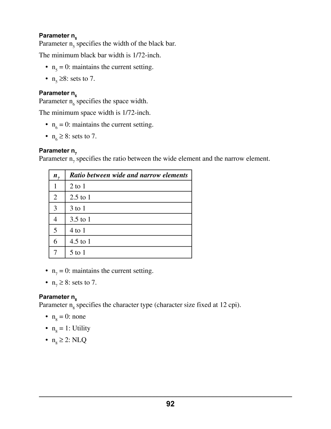 Oki 4410 manual Ratio between wide and narrow elements 