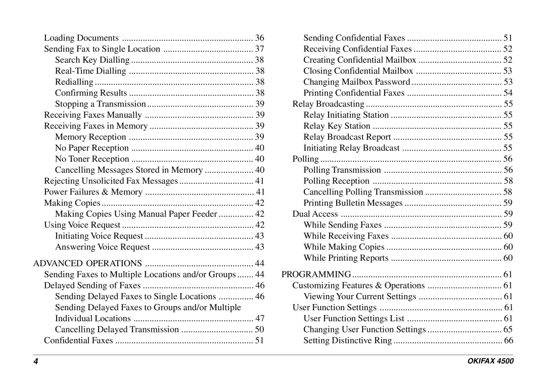 Oki 4500 manual Advanced Operations 