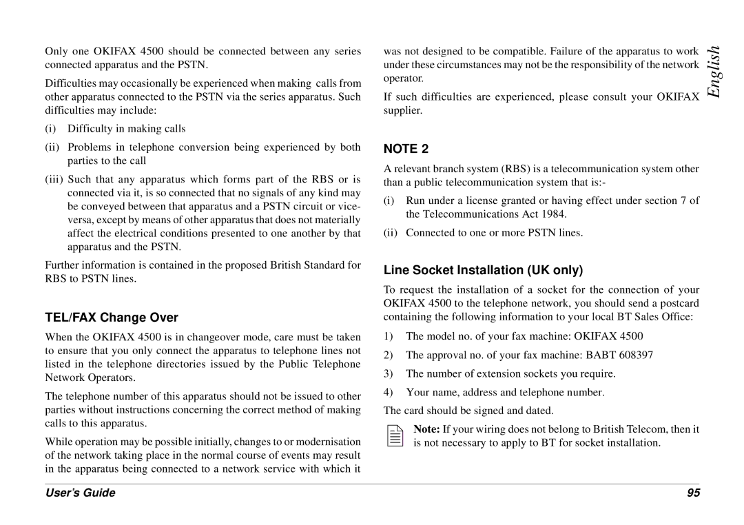 Oki 4500 manual TEL/FAX Change Over 