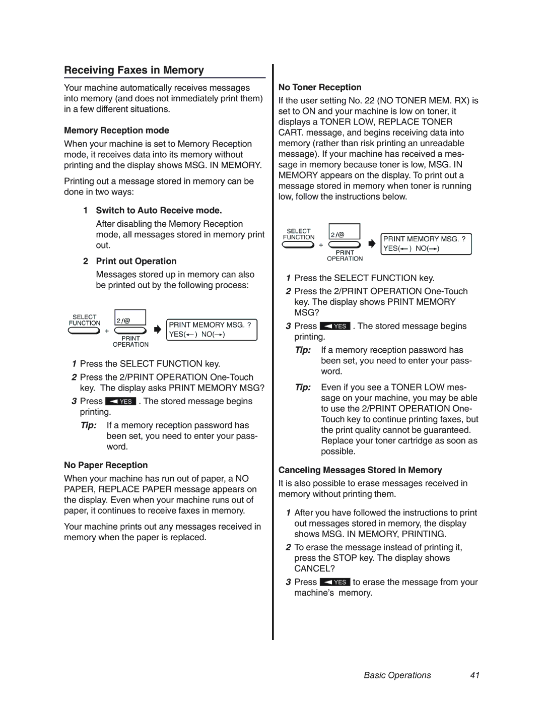 Oki 4580 manual Receiving Faxes in Memory 