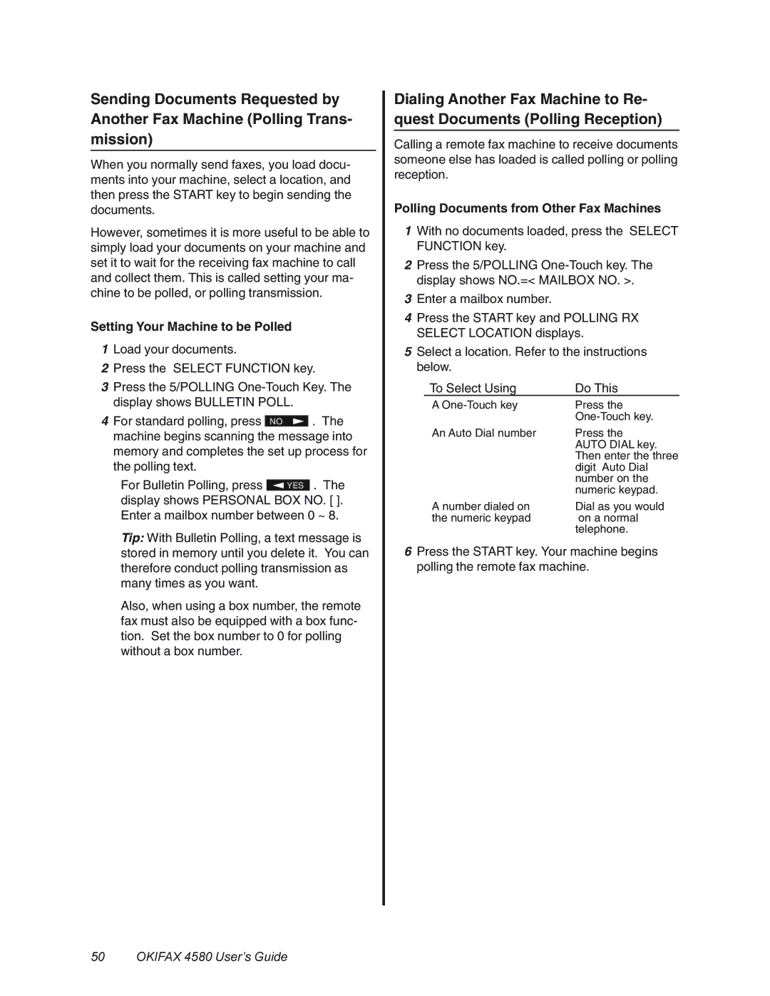 Oki 4580 manual Setting Your Machine to be Polled, Polling Documents from Other Fax Machines 