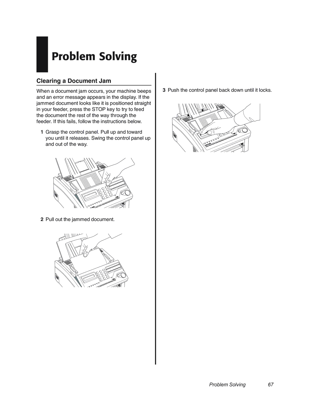 Oki 4580 manual Problem Solving, Clearing a Document Jam 