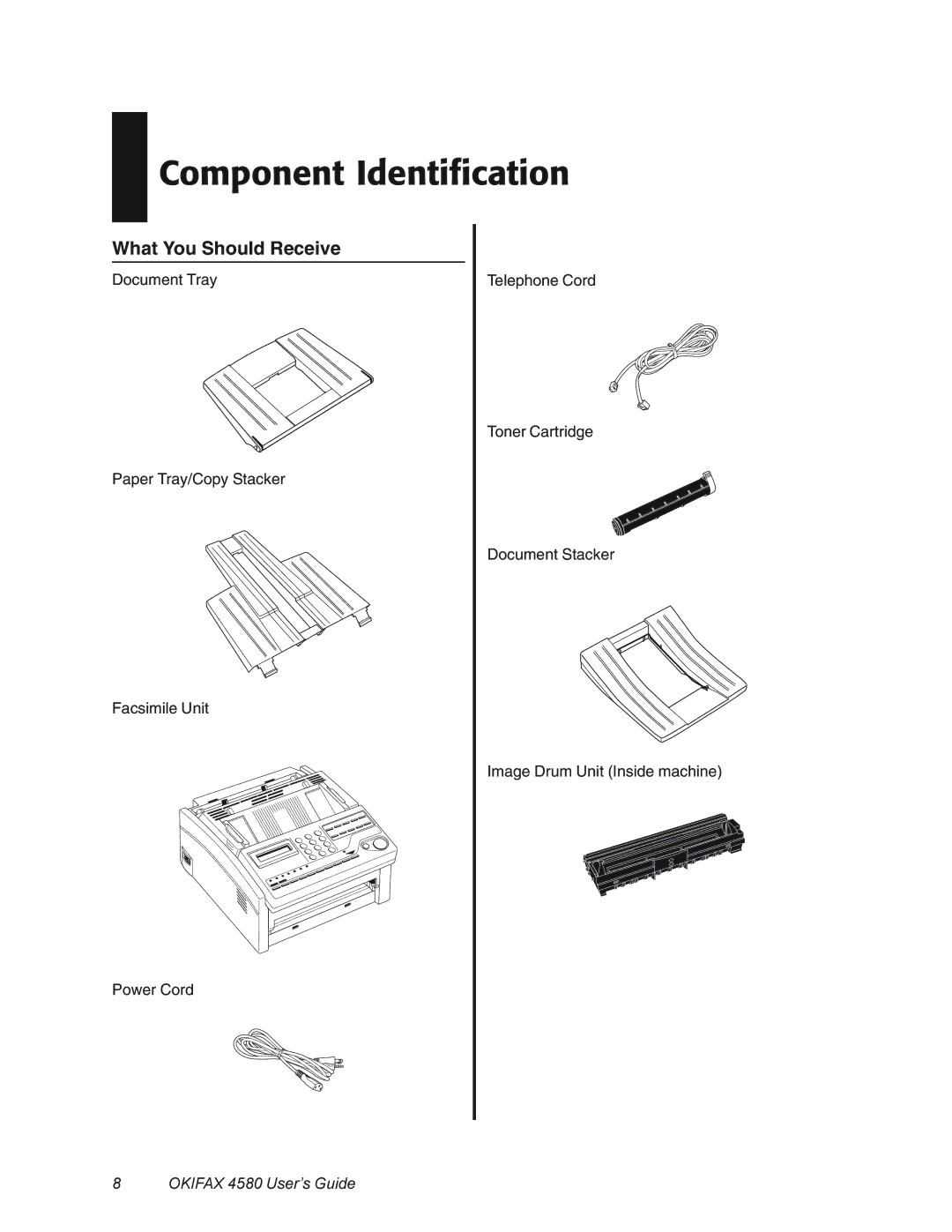 Oki 4580 manual Component Identification, What You Should Receive 