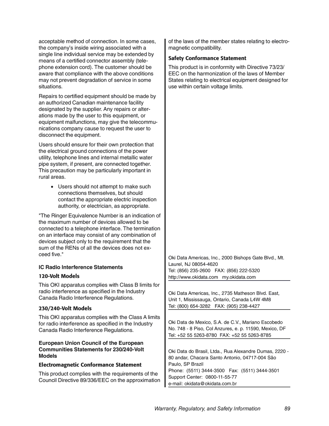 Oki 4580 manual IC Radio Interference Statements 