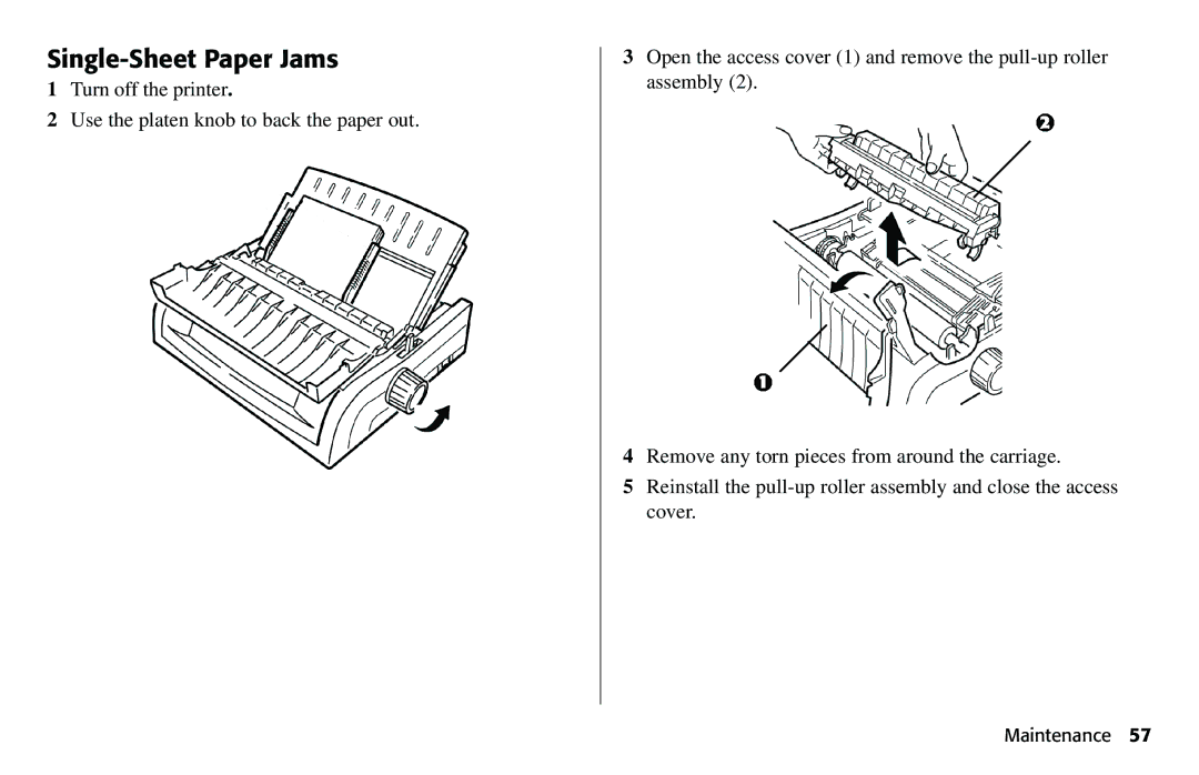 Oki 490 manual Single-Sheet Paper Jams 