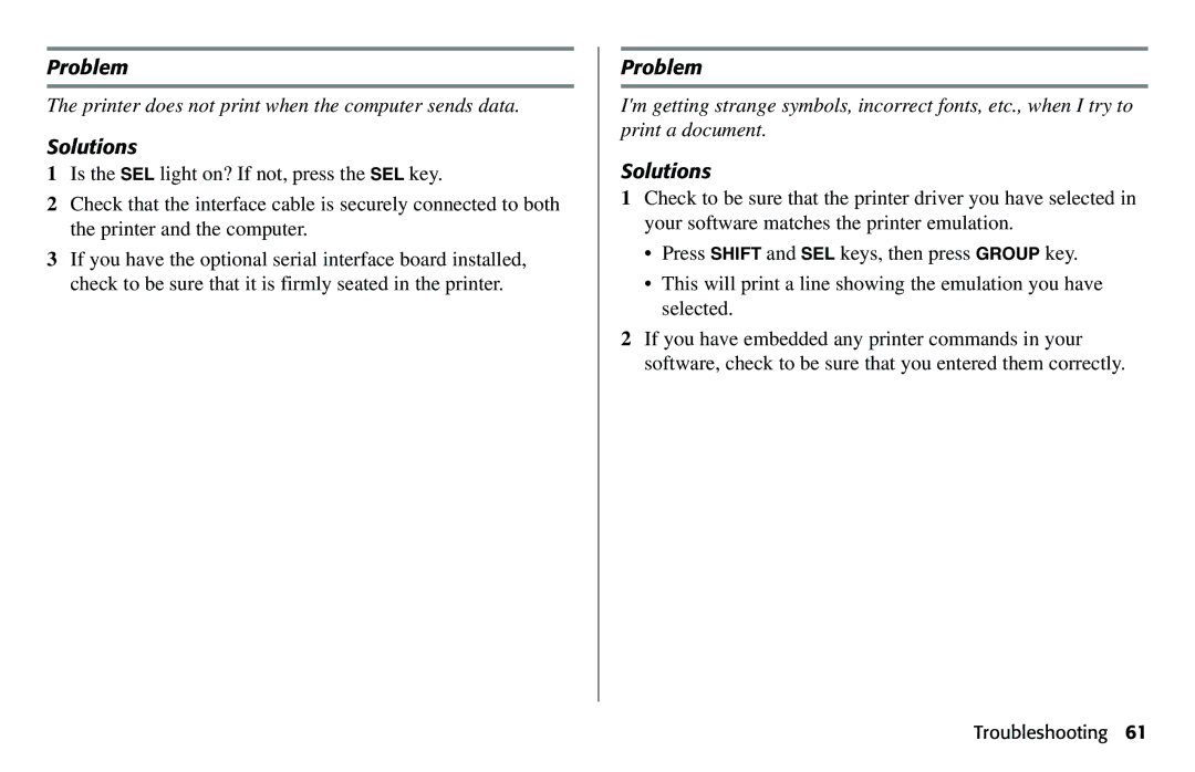 Oki 490 manual Solutions 