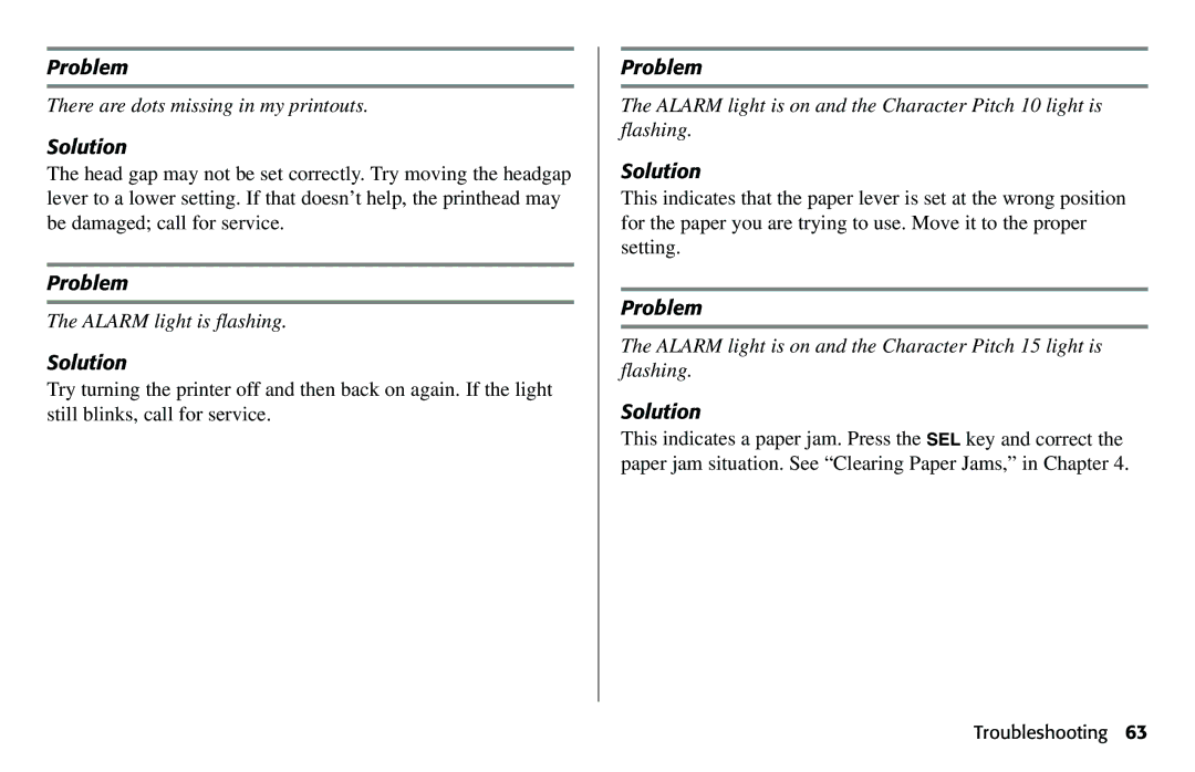 Oki 490 manual There are dots missing in my printouts 