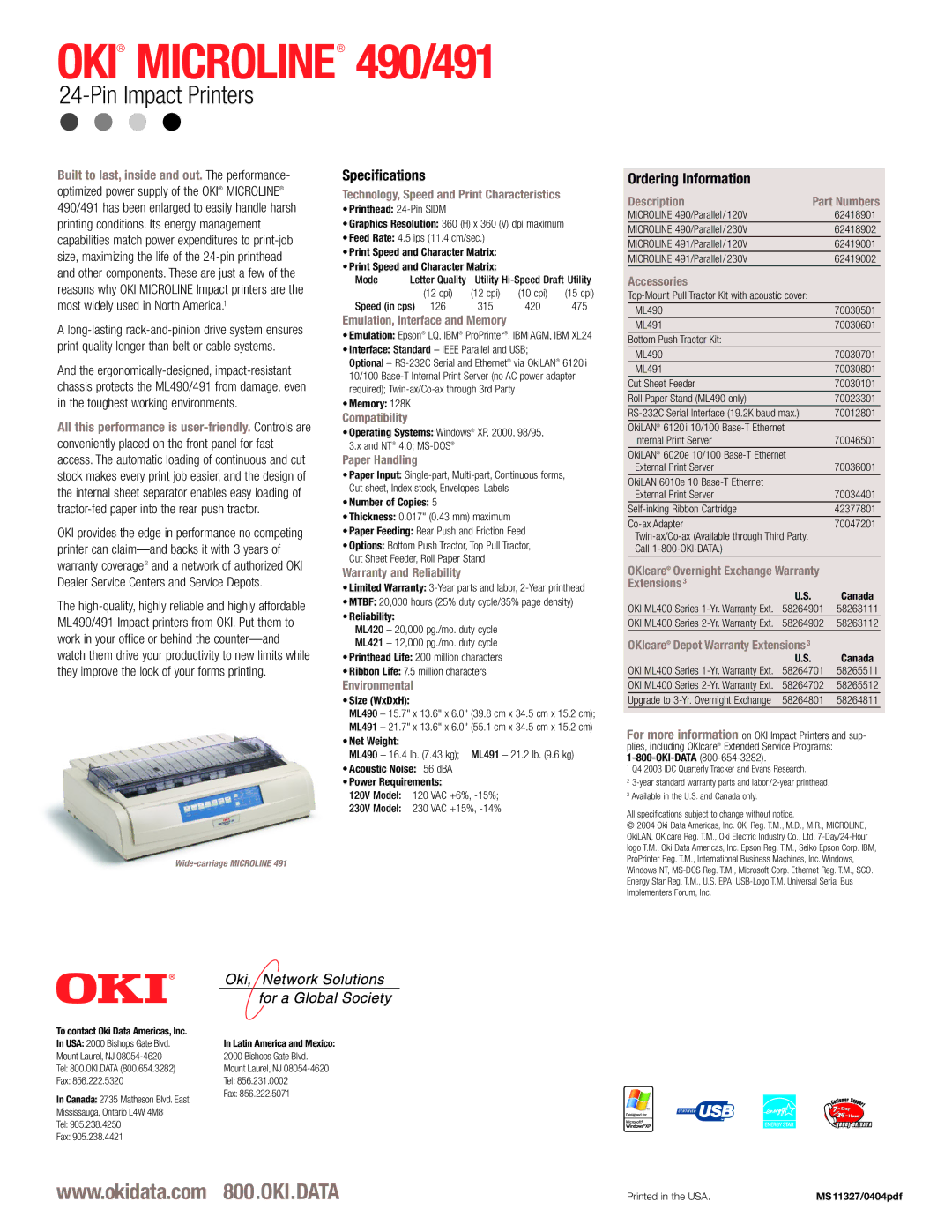 Oki 491 Technology, Speed and Print Characteristics, Emulation, Interface and Memory, Compatibility, Paper Handling 