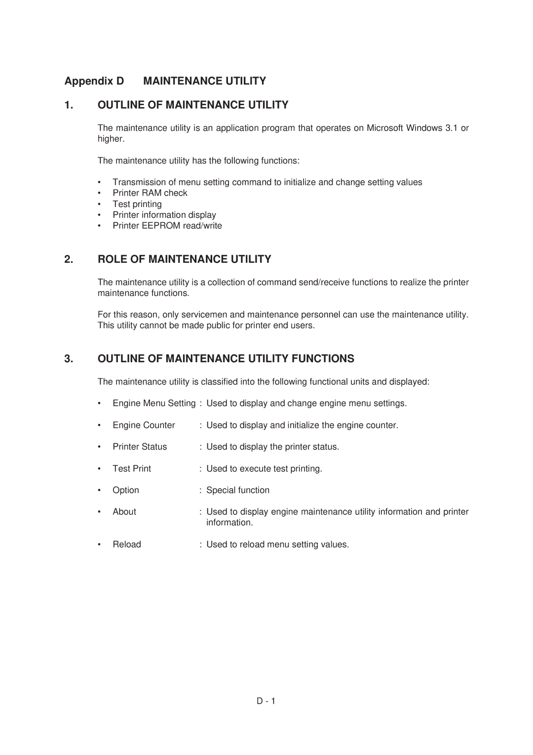 Oki 4M, 4W PLUS specifications Outline of Maintenance Utility 