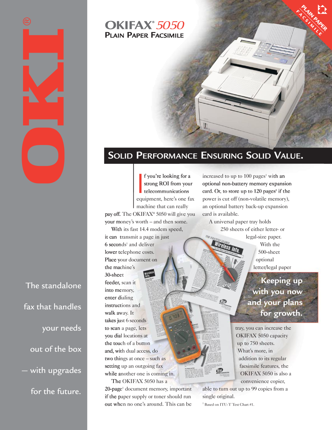 Oki 5050 manual Solid Performance Ensuring Solid Value, Plain Paper Facsimile, Okifax 