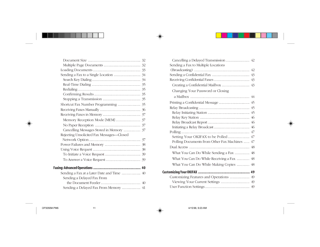 Oki 5050 manual Faxing Advanced Operations 