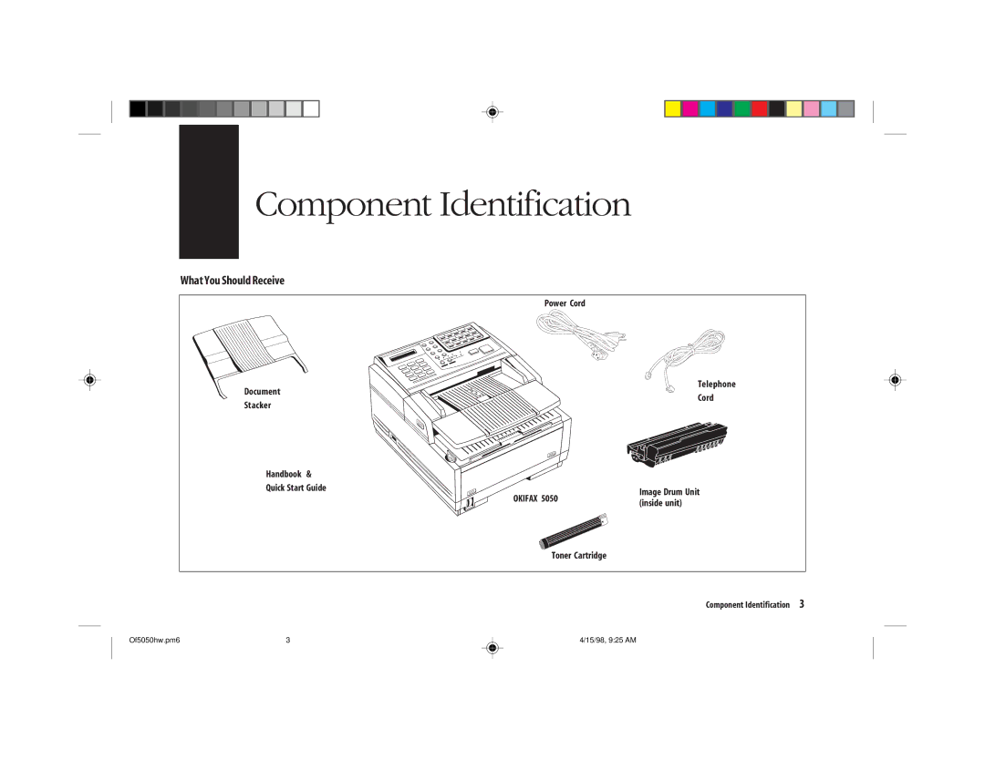 Oki 5050 manual Component Identification, What You Should Receive 