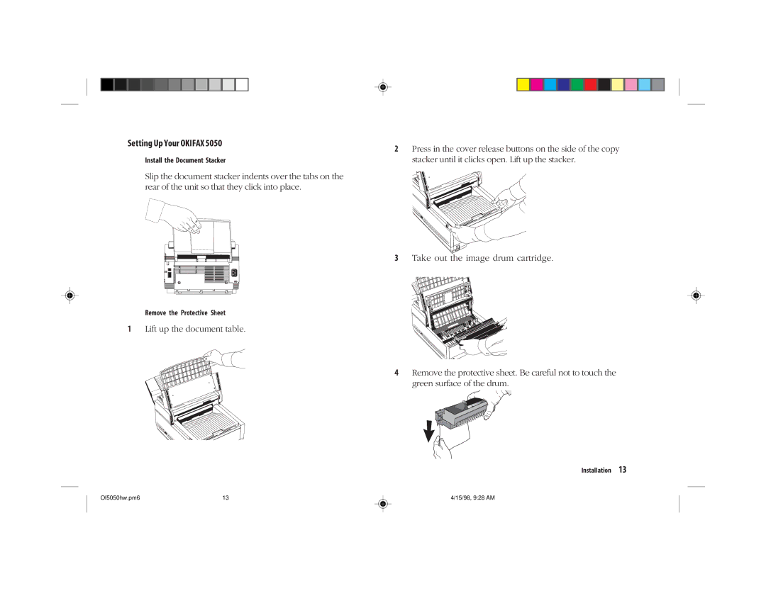 Oki 5050 manual Take out the image drum cartridge 