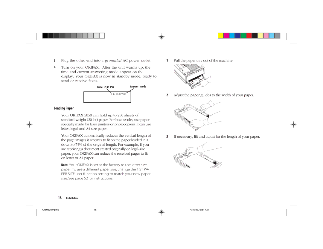 Oki 5050 manual Loading Paper 