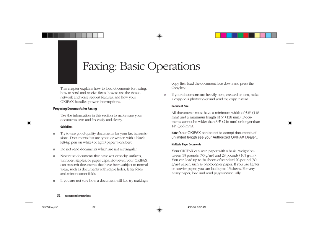 Oki 5050 manual Faxing Basic Operations 