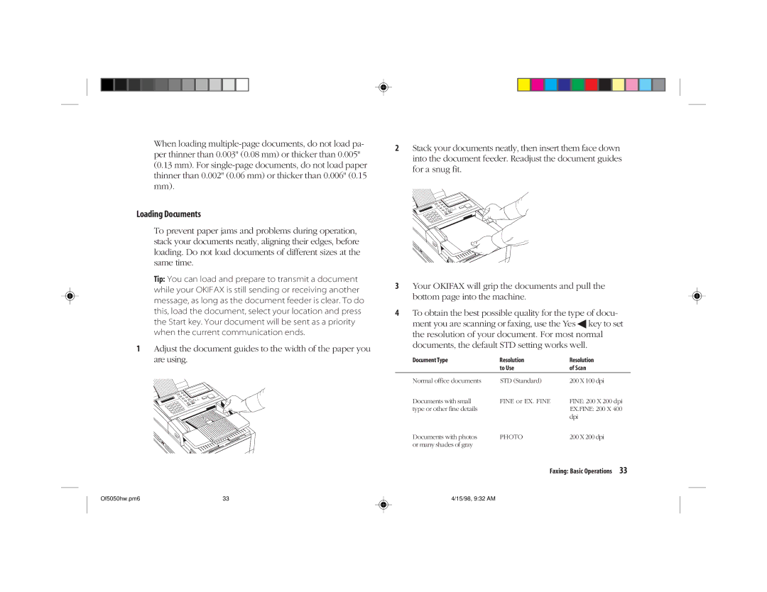 Oki 5050 manual Loading Documents 