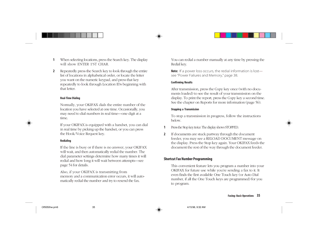 Oki 5050 manual Shortcut Fax Number Programming 