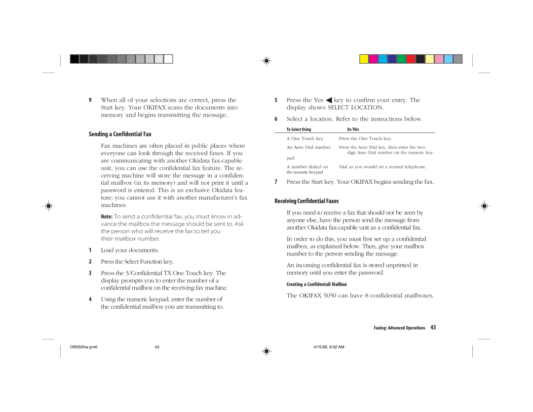 Oki 5050 manual Press the Start key. Your Okifax begins sending the fax 