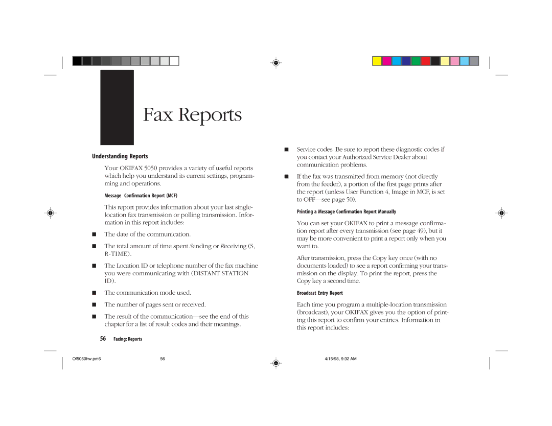 Oki 5050 manual Fax Reports, Understanding Reports 