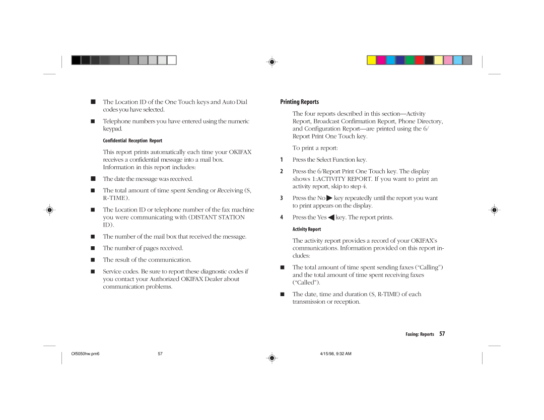 Oki 5050 manual Printing Reports 