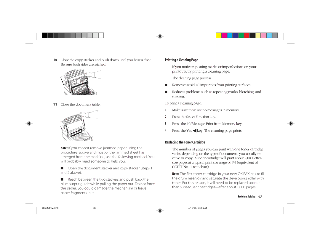 Oki 5050 manual Printing a Cleaning 