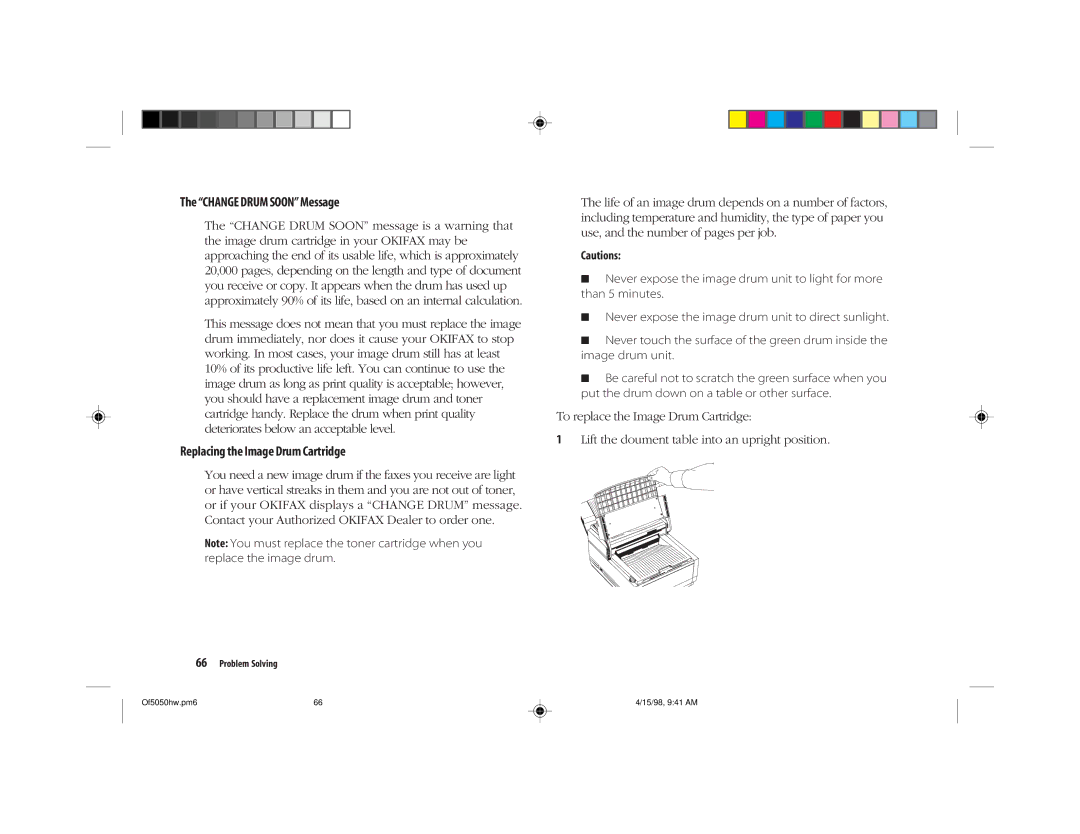 Oki 5050 manual Change Drum Soon Message 