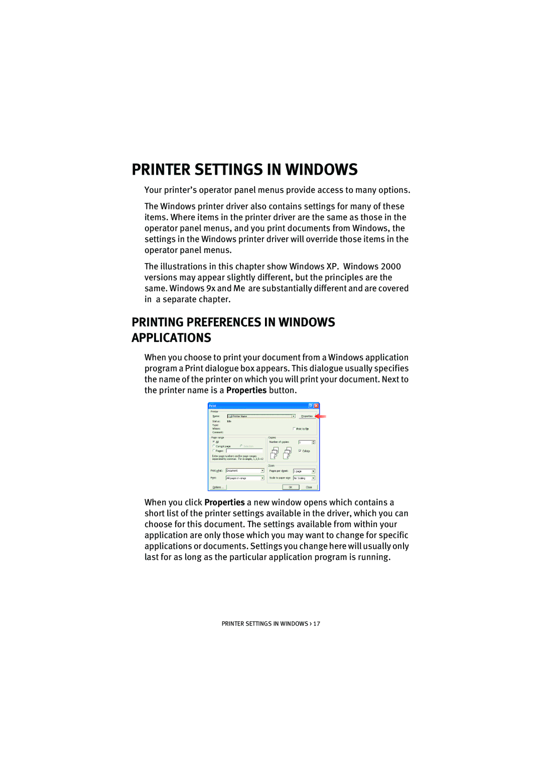 Oki 5100n manual Printer Settings in Windows, Printing Preferences in Windows Applications 