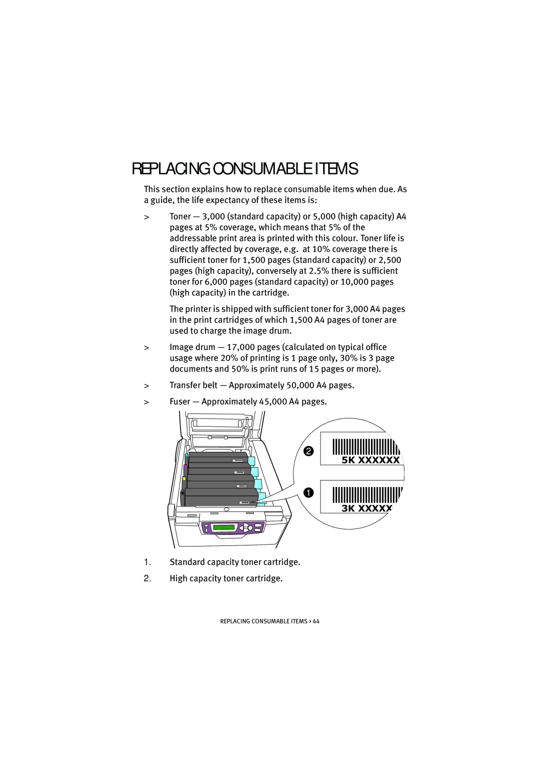 Oki 5200n manual Replacing Consumable Items 