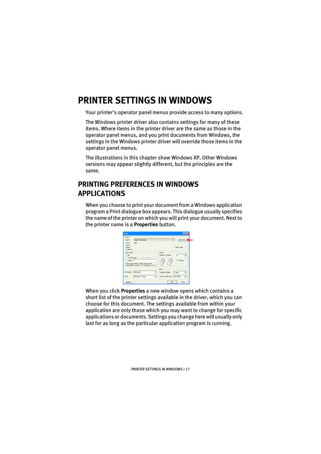 Oki 5200n manual Printer Settings In Windows, Printing Preferences In Windows Applications 