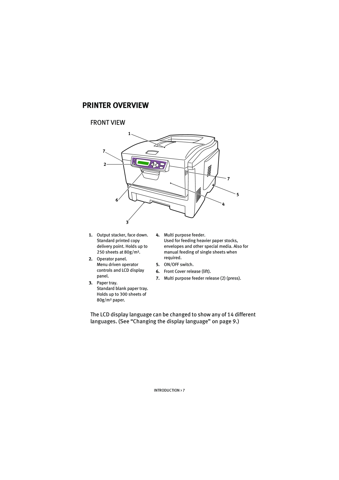 Oki 5200n manual Printer Overview, Front View 