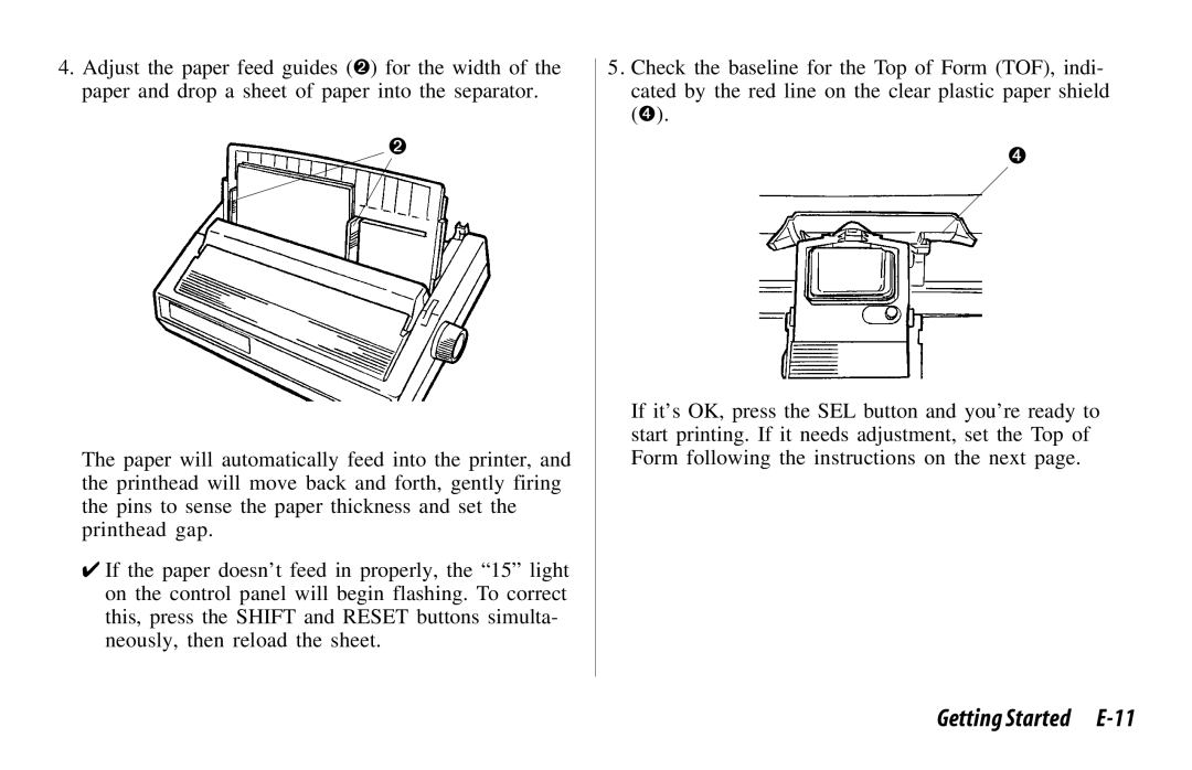 Oki 521, 520 manual Getting Started E-11 