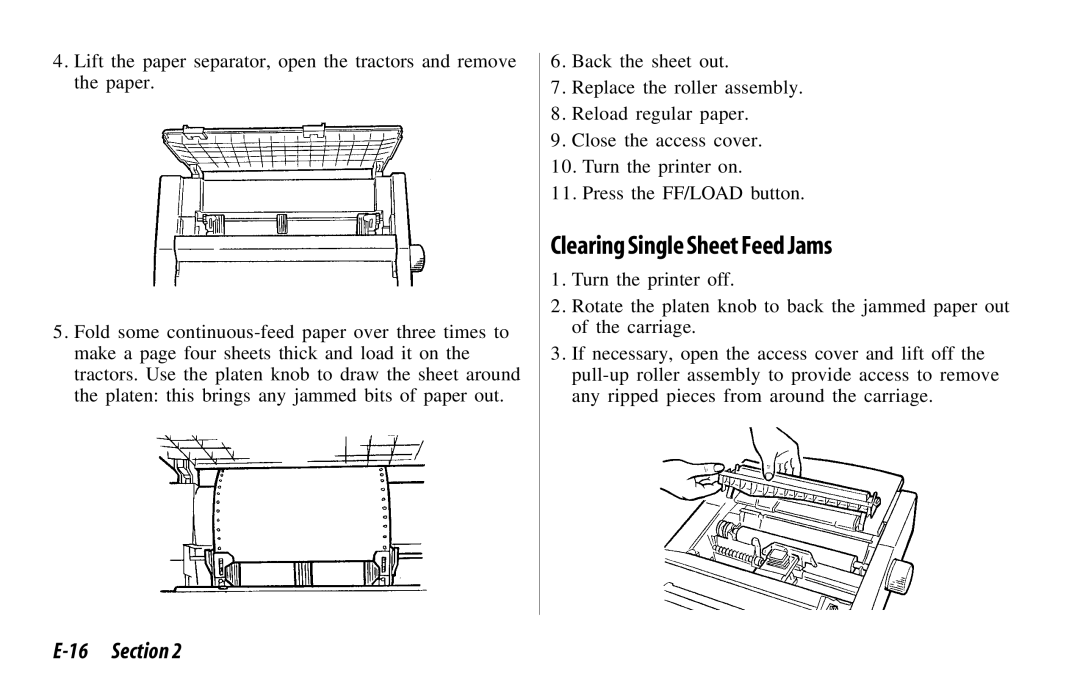 Oki 520, 521 manual Clearing Single Sheet Feed Jams 